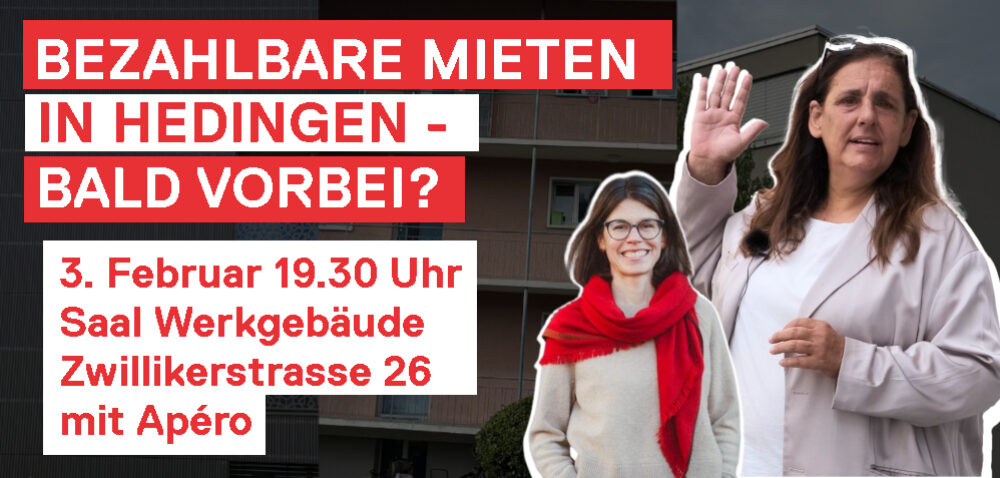 Auswertung Wohnumfrage SP Hedingen, mit Jaqueline Badran und Gemeinderatskandidatin Deborah Senn