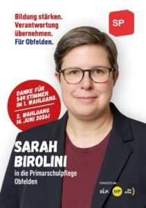 Gemeindewahlen 2026 SP Obfelden – Sarah Birolini in die Primarschulpflege